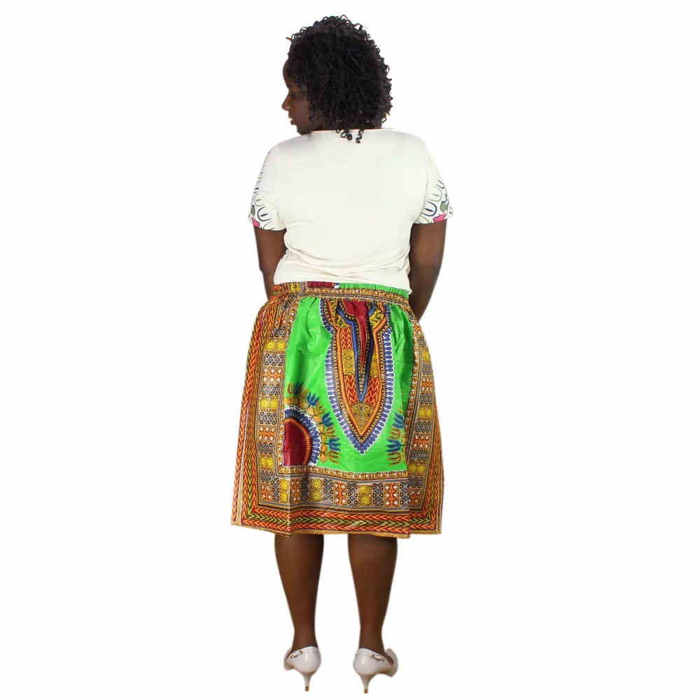 Dashiki Отпечатано Для женщин летние боковые карманы Свободные Юбки для женские