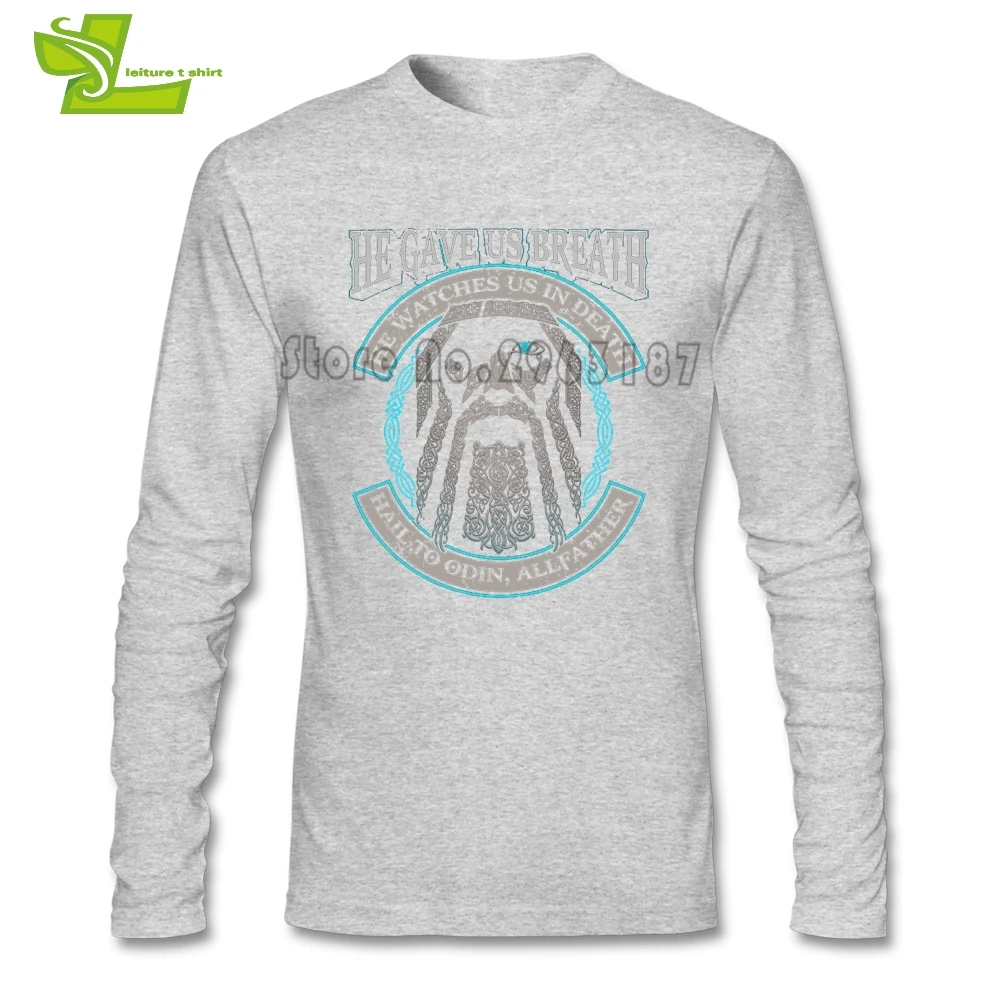 Odin He Gave Us Breath Watches In Death Male T Shirt Fashion Tops Boy Long Sleeve 100% Cotton Tee Guys Simple Clothes | Мужская одежда
