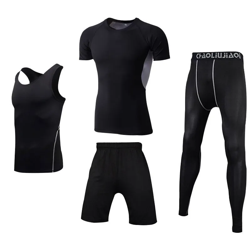 Men sportswear-14-F Мужские Компрессионные спортивные костюмы, дышащая Спортивная одежда для мужчин, эластичный спортивный костюм, одежда для занятий спортом, для тренировок, тренажерного зала, фитнеса, бега, наборы - Цвет: Men sportswear-14-F