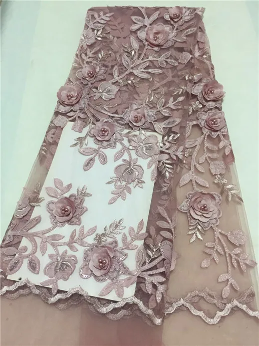 Ткань с 3d цветами Черная кружевная ткань французское кружево бусинами