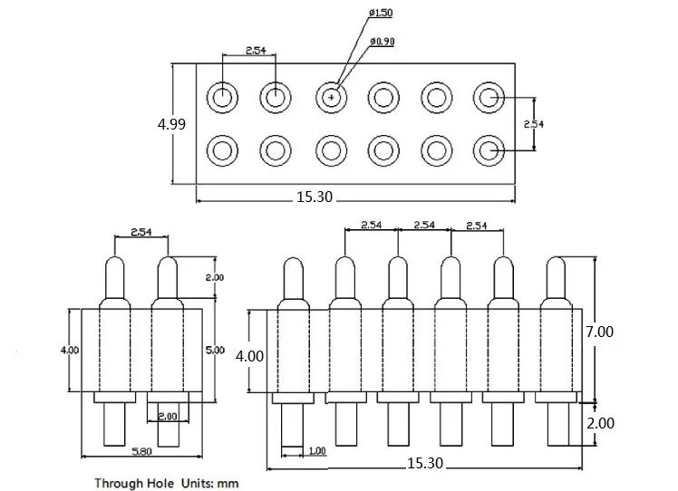 Пружинный контактный разъем Pogo Pin, 5 штук, 2x6, 12 контактов, шаг 2,54 мм, медный материал с золотым покрытием, отверстия для монтажа на плату, двойной ряд, для батареи 1u.