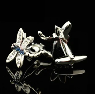 Игаме стрекоза запонки 2 цвета вариант кристалл дизайн качество медный материал