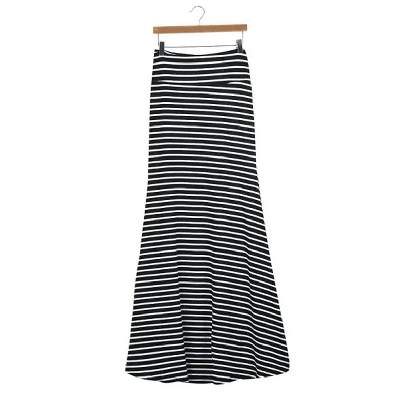 Women Asymmetric High Waist Striped Fold Over Stretch Long Maxi Skirt Summer Spring Cotton Gift Mar 9 Drop Ship | Женская одежда