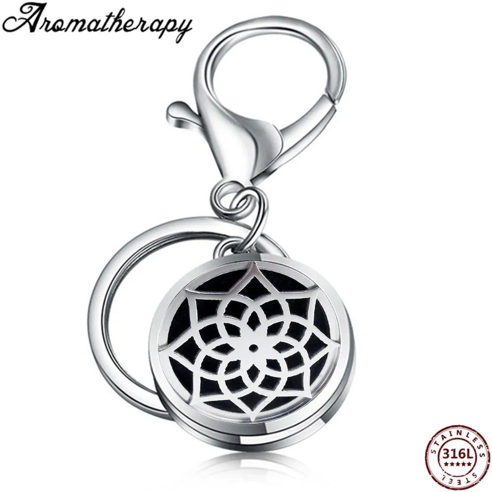 Trendy Geometric Portable key chain Essential Oil Diffuser Locket Aromatherapy Stainless Steel Perfume Jewelry For Unisex People | Украшения