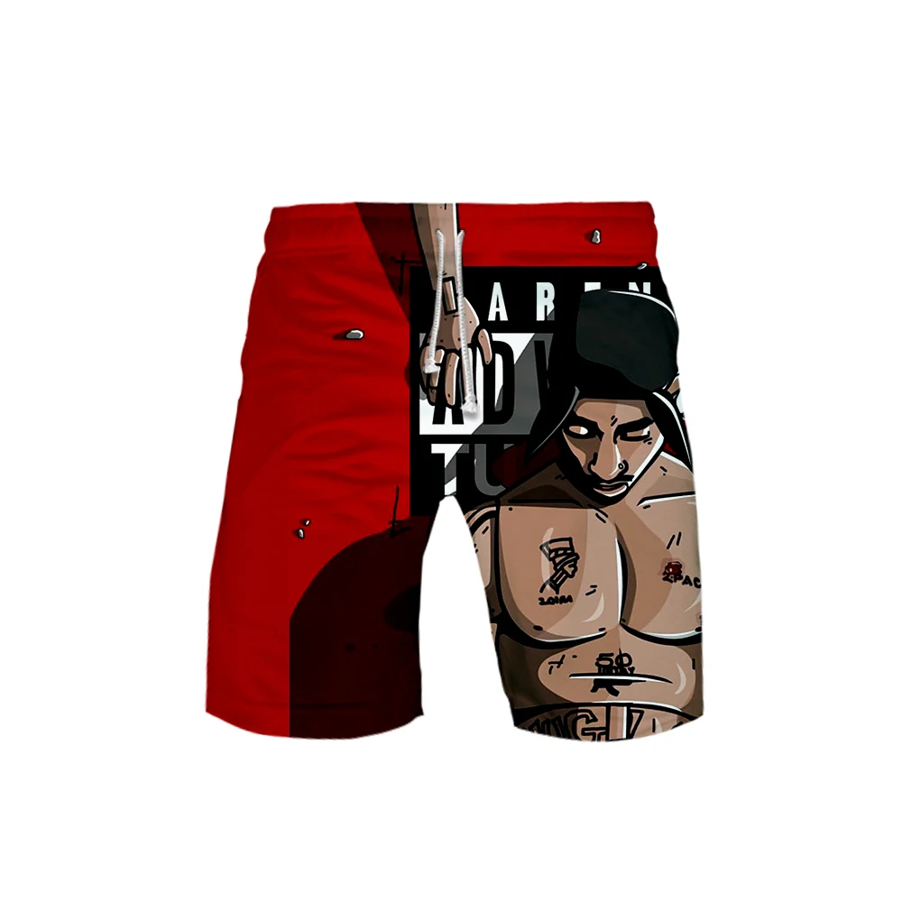Мужские спортивные шорты до колена 2Pac Tupac Amaru Shakur летние повседневные с 3d принтом