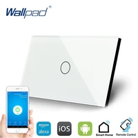 wifi control touch switch wallpad 1 gang 1 way us wall switch crystal glass panel smart home alexa google home ios android