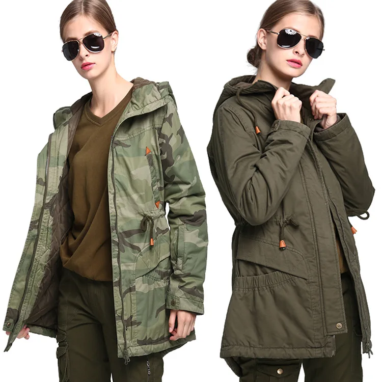 

2020 Winter super thicker warm Hooded Down Cotton Coat Ourtwear Female Long Sleeve Camouflage military style warm parkas wq916
