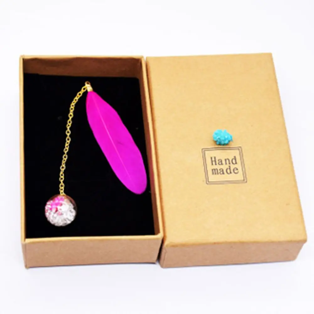 1 штук в штучной упаковке красочными перьями Стекло Закладка шарик ретро милый