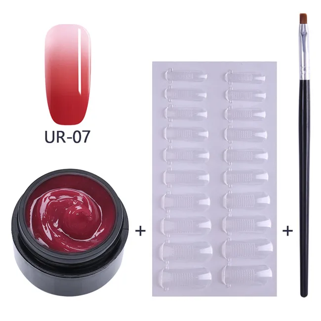 Thermal set7 Ur Sugar 15 мл полигель для наращивания ногтей набор полигелей Кристальный акриловый раствор для выскальзывания жидкий строительный Гель-лак для ногтей набор кистей - Цвет: Thermal set7
