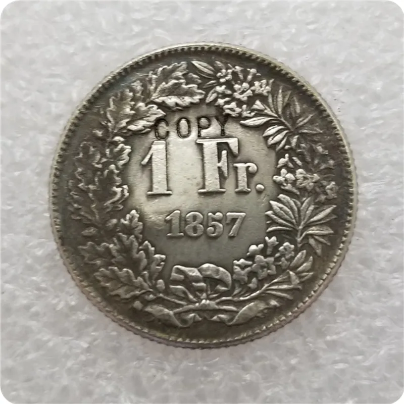 Копия швейцарских монет в 1 Франк 1850A 1851A 1857 1860B 1861B|Безвалютные монеты| |