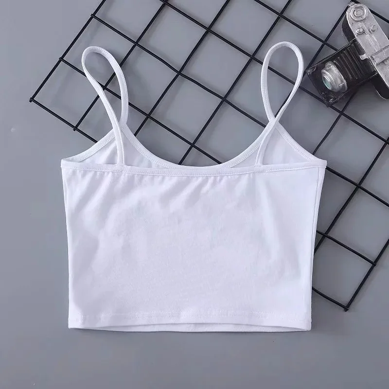 Женский винтажный укороченный топ Angel Pattern без рукавов белый однотонный