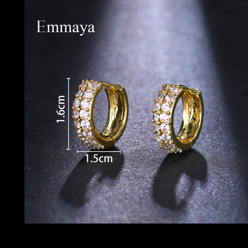 Золотые серьги EMMAYA с круглым Цирконом класса ААА для женщин|Серьги-гвоздики| |