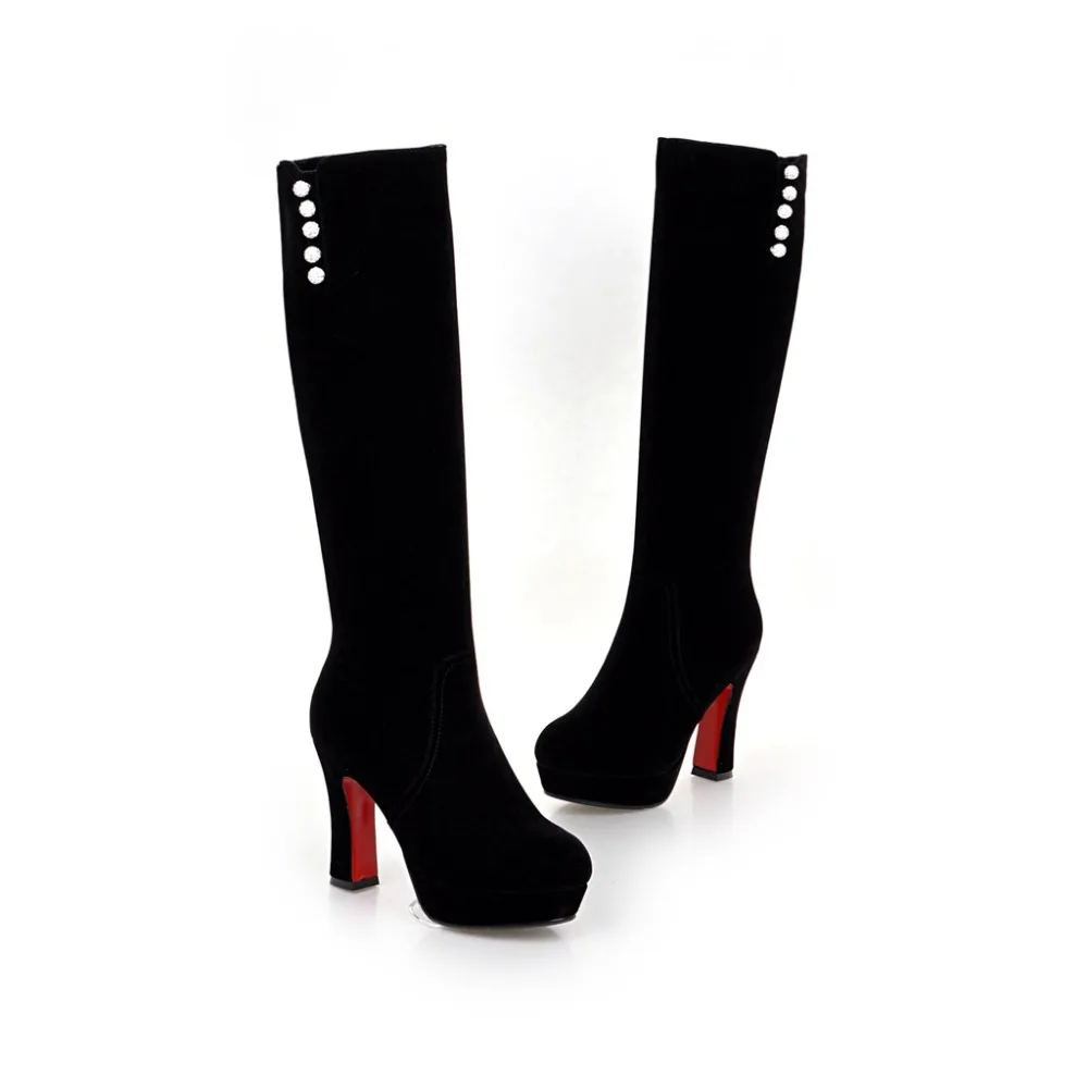 Большие размеры 33-41 2017 г. Новые зимние теплые сапоги на высоком каблуке