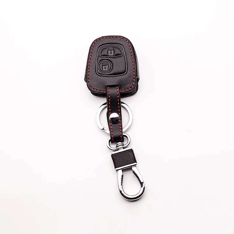 Кожаный чехол для автомобильного ключа с 2 кнопками Peugeot 206 207 306 307 308 407 Citroen C2 C3 C4 C5 C6