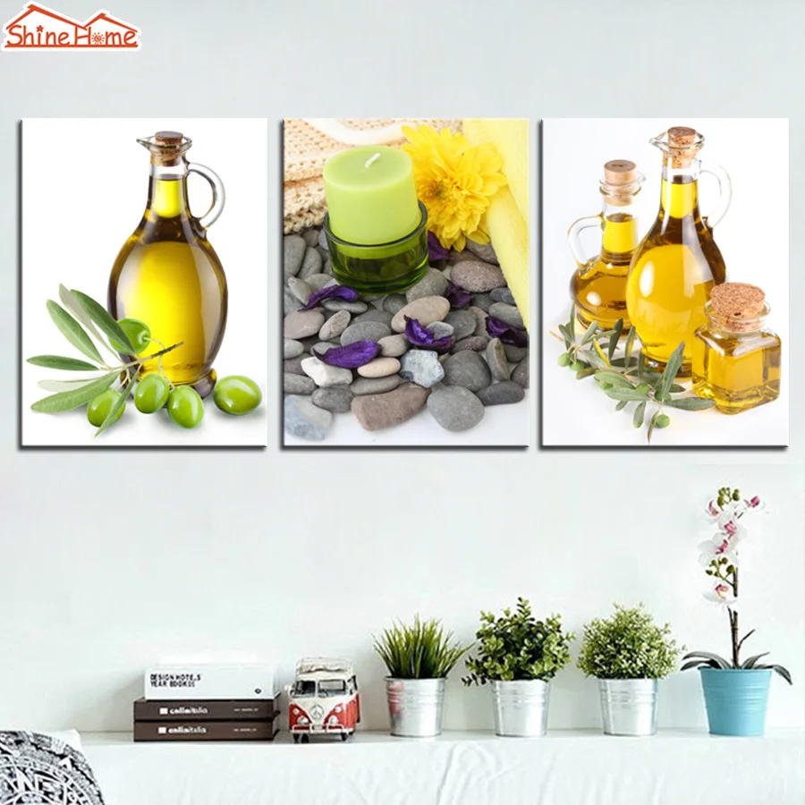 ShineHome 3pcs холст модульная Настенная картина печать Йога спа салон ногтей массаж