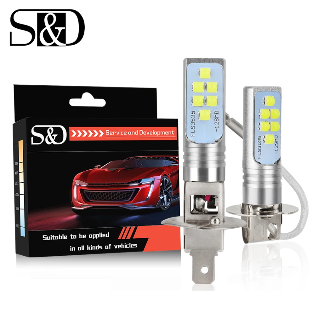 2 шт. Автомобильные светодиодные лампы H1 H3 1400 лм 6500 К|Передние LED-фары для авто| |