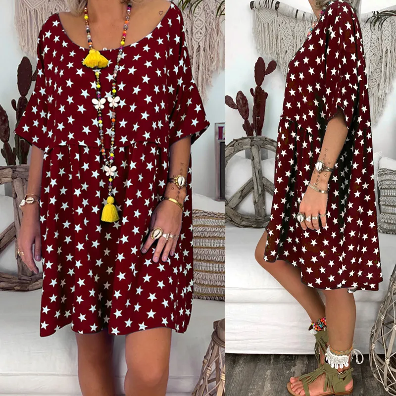 Летнее женское платье 2019 винтажное пикантное богемное пляжное туника в горошек