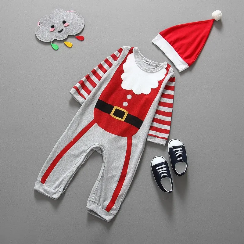 2016 Новинка Рождество ребенка ползунки осень зима Комплекты для девочек Одежда