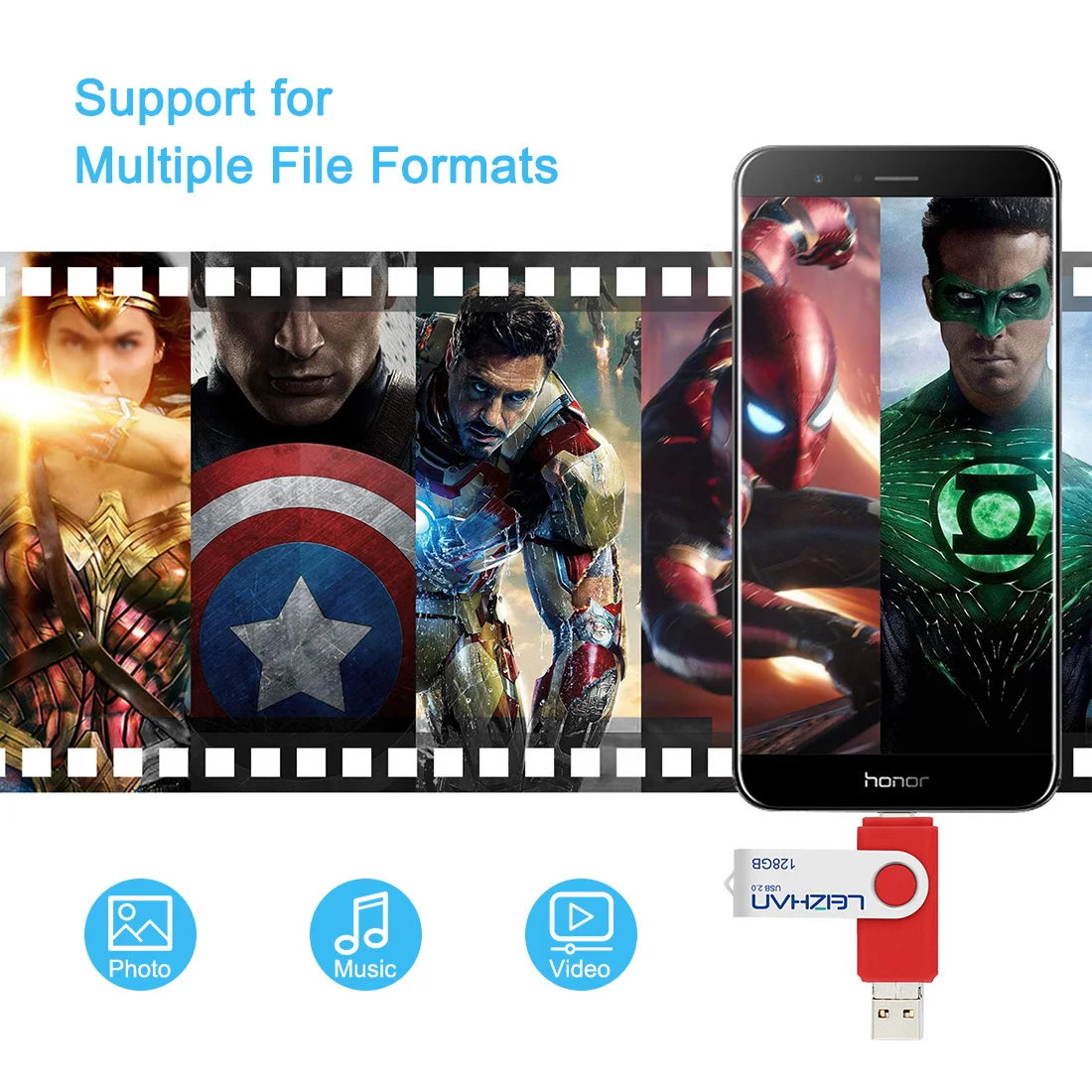 Leizhan type c USB флэш накопитель Android Phone Picture Stick для samsung Galaxy S10 S9 Note 9 S8 XiaoMi 6