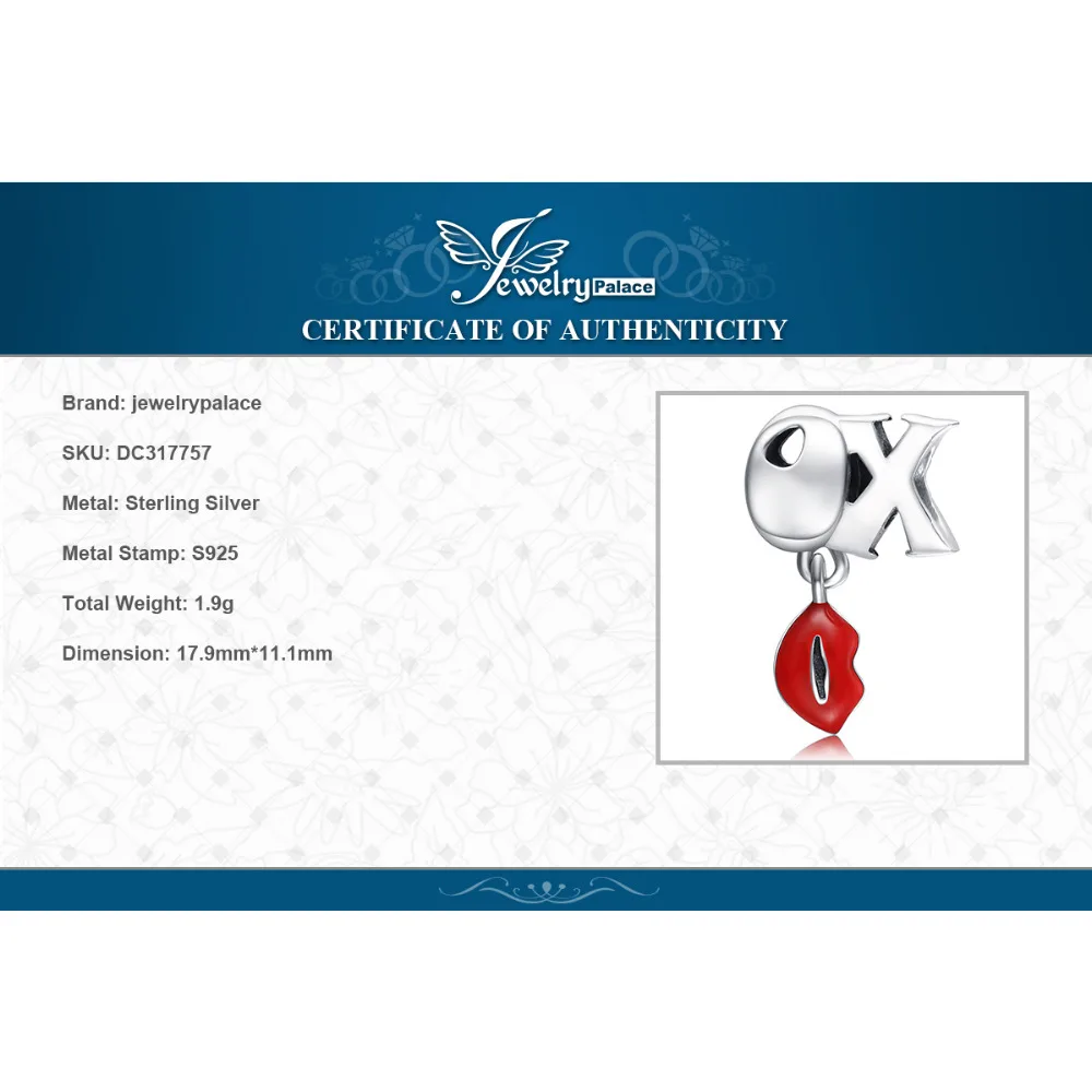 JewelryPalace 925 пробы серебро Красная эмаль средства ухода за губами XO Шарм Бусины Fit