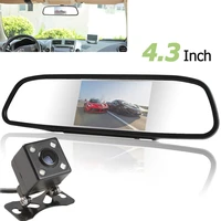 univeral 4 3 inch tft lcd auto car rear view mirror monitor parking car rearview reverse camera night vision 170 wide angle