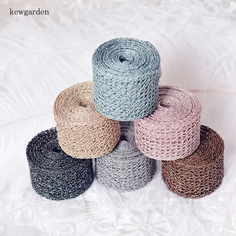 Kewgarden 1 5 &quot38 мм ажурная плетеная Цветочная лента DIY аксессуары для волос атласные