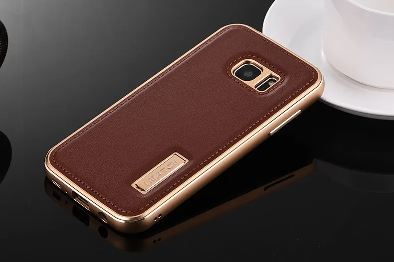 Чехол iMatch из натуральной кожи для samsung Galaxy S7/S7 Edge, жесткий алюминиевый металлический защитный бампер, чехол для телефона s