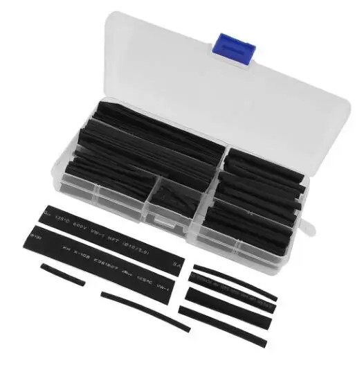 Комплект термоусадочных трубок высокого качества 150 шт. черные разные размеры|heat