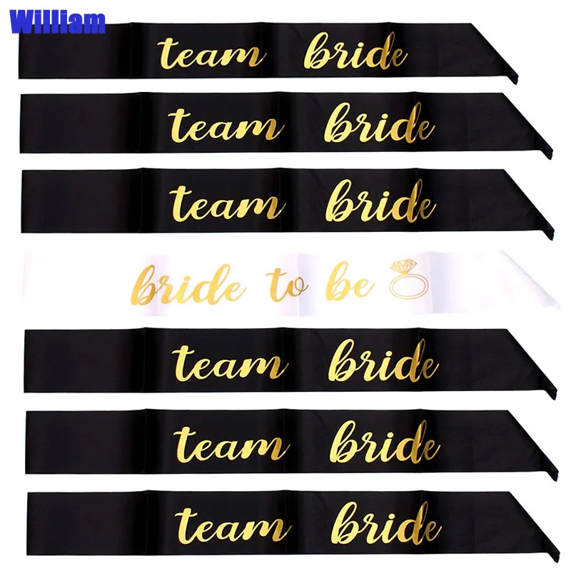 7pcs Black 6+ 1 шт./набор, свадебные вечерние платья для девичника, атласная лента, пояс для свадебной вечеринки, украшение для девичника - Цвет: 7pcs Black
