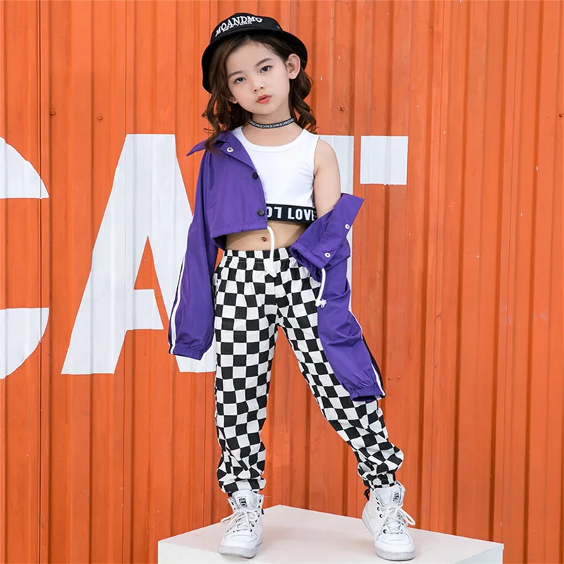 Kids Hip Hop Jazz Dance Costumes Set Fashion Stage Wear Outfits Teenage Girls Crop Jacket Pant Vest 110-160cm |