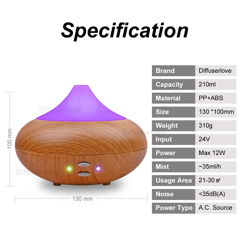 Diffuserlove 210 мл увлажнитель воздуха диффузор эфирного масла диффузор Huile estiel 7 цветов светодиодный свет сна увлажнитель