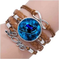 1pcslot 9 styles fairy tail logo bracelet for womanmen cabochon vintage black chain dota statement bracelet