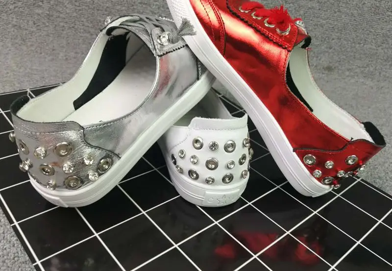 Белые кожаные туфли Женская спортивная обувь на плоской подошве Обувь для