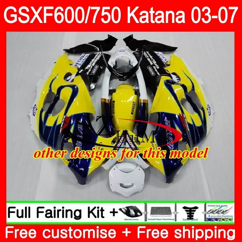 Корпус для SUZUKI глянцевая черная Катана GSX750F GSXF 750 600 34SH15 GSXF600 03 04 05 06 07 GSXF750 2003 2004 2005
