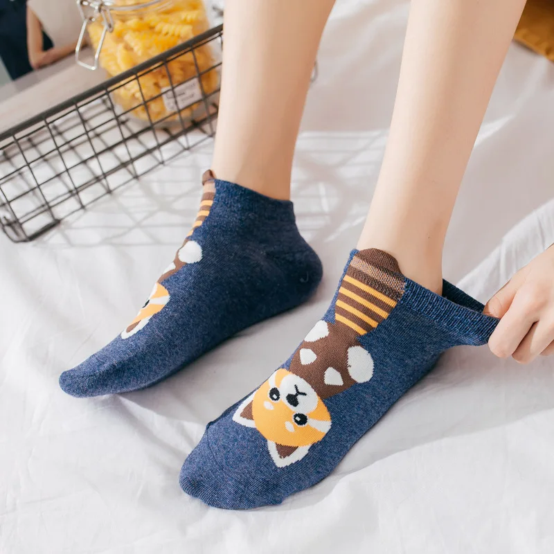 Милые Носки с рисунком кота женские мягкие дышащие хлопковые носки Повседневные
