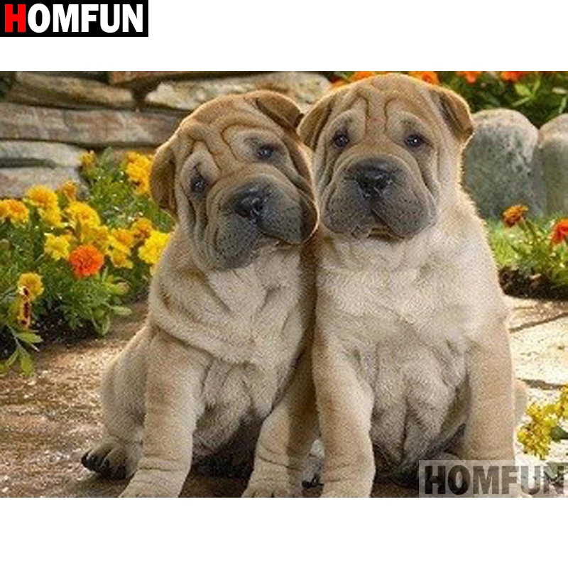 Алмазная живопись HOMFUN A17843 алмазная вышивка животные собака полная выкладка