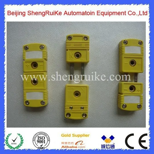 Желтый цвет плоский штырь мужской и женский мини K соединитель термопары|thermocouple