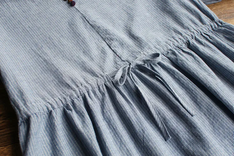 5993 новое летнее женское платье в японском стиле простые полосатые платья с v