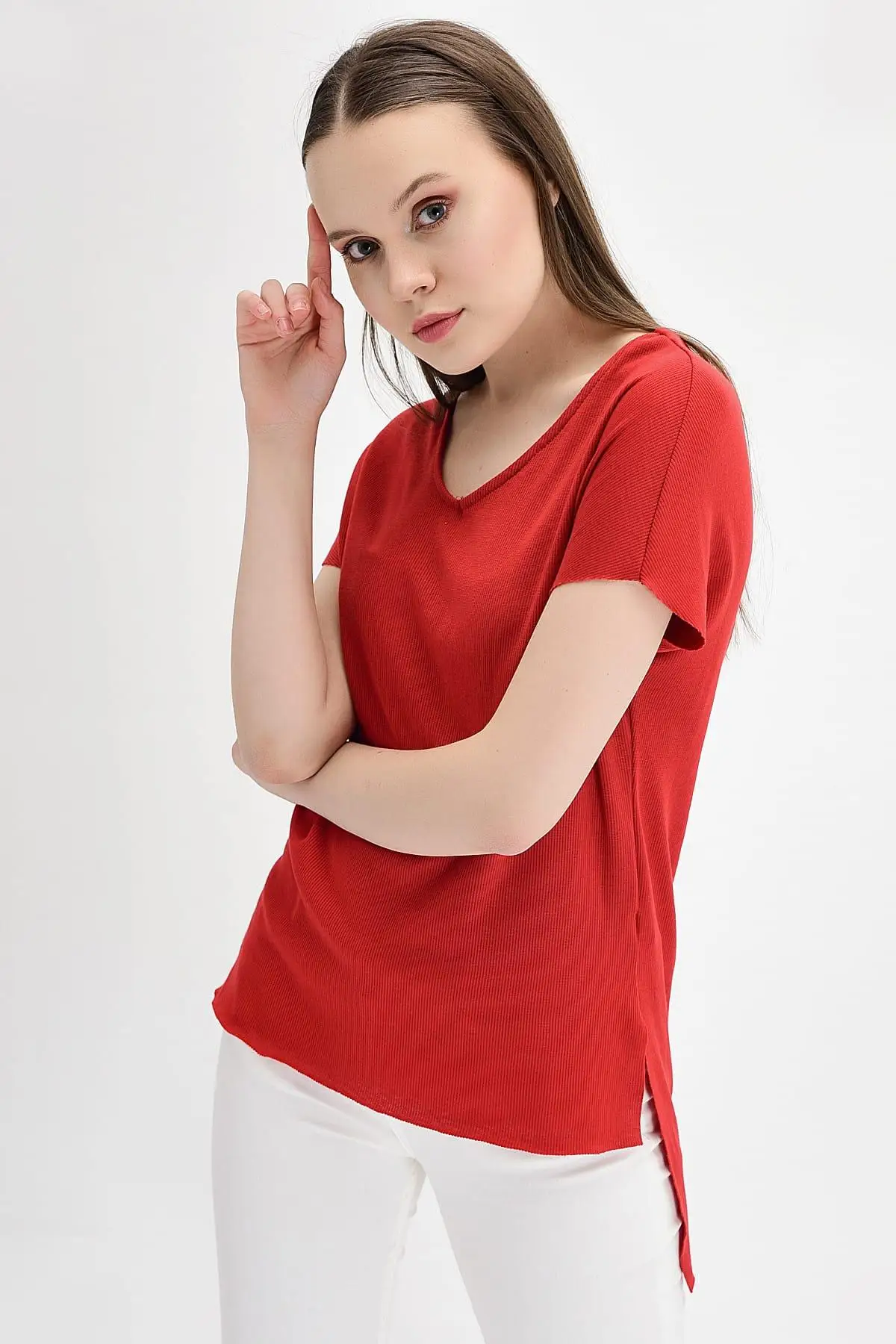 Хлопок настроение женщин красный камзол V образным вырезом временный сарай