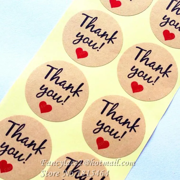 60 шт. круглые наклейки в виде сердца Thank you | Дом и сад