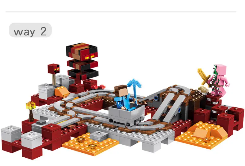 Мой Мир ад адская поезд Стив зомби свинья Совместимость Legoings цифры Minecrafted