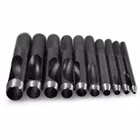 Belt Punch Round Steel Leather Craft Manual Perforated Hollow Hole Punch, Black Silver 10 Pieces 1mm To 10mm Belt Strap Gasket