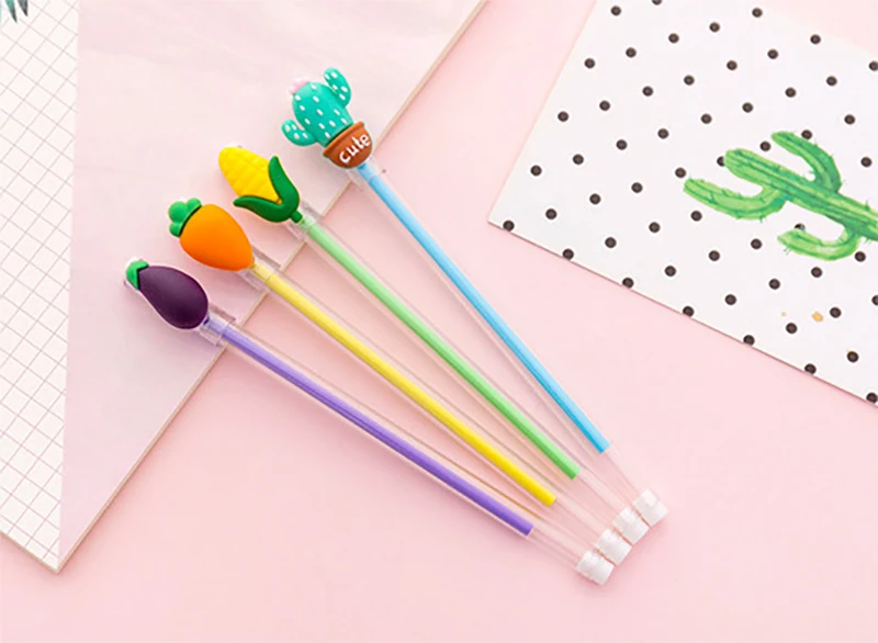 1 шт., прозрачная ручка Kawaii, овощи, кошачья лапа, гелевая ручка для студентов, канцелярские принадлежности, черные чернила для ручки, 0,5 мм, Escolar Papelaria