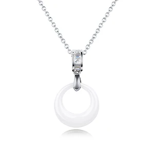 White Necklace Элегантное дизайнерское керамическое женское колье, чокер с кристаллами, ожерелье с кулоном для женщин, голубое, розовое, белое керамическое ювелирное изделие - Окраска металла: White Necklace