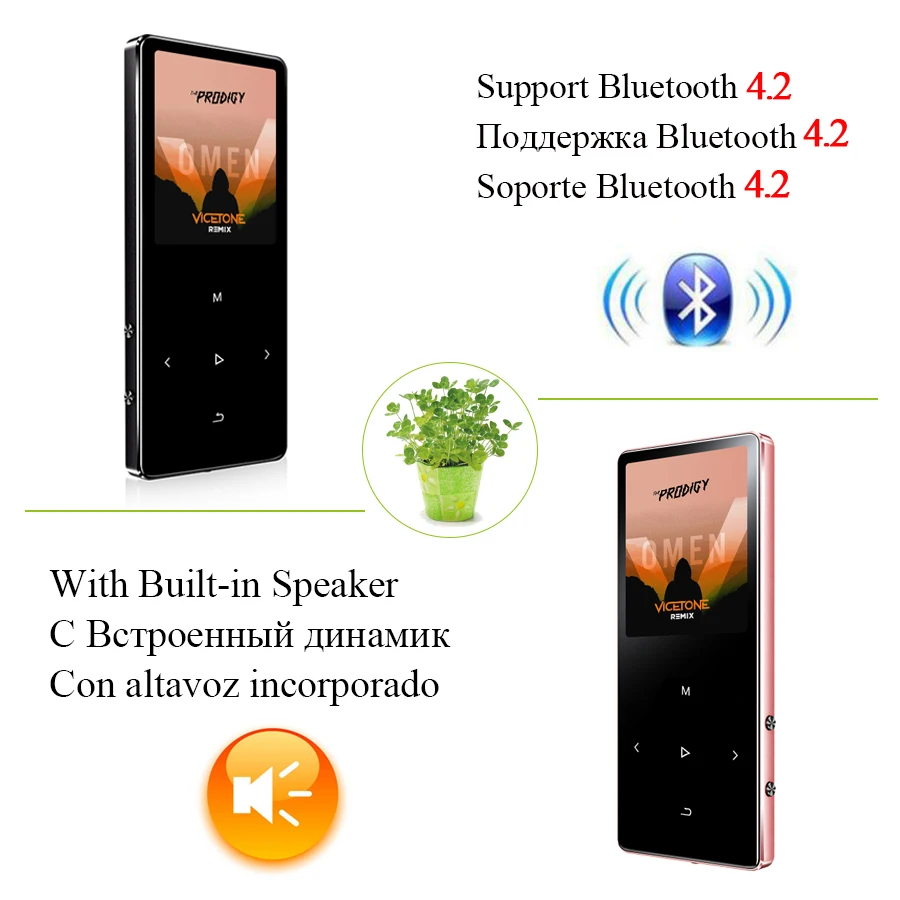 ICEICE новая версия MP3 плеер с Bluetooth сенсорные клавиши Встроенный динамик 8 GB 16 GB HiFi портативный плеер с радио FM Запись