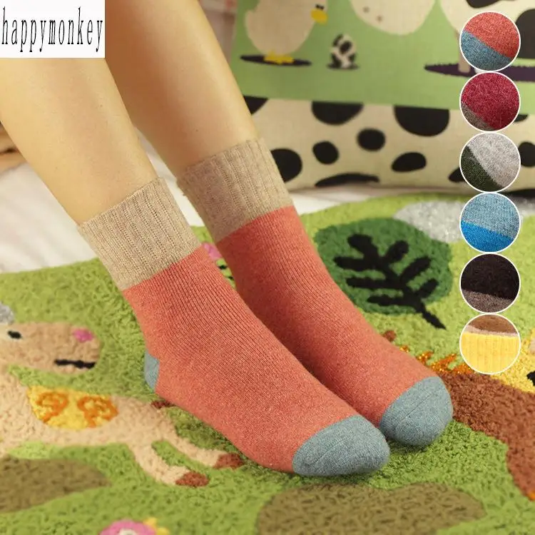 2015 new 10 pieces=5 pairs winter Thickening of pure color women socks rabbit wool blended terry socks ultra thick