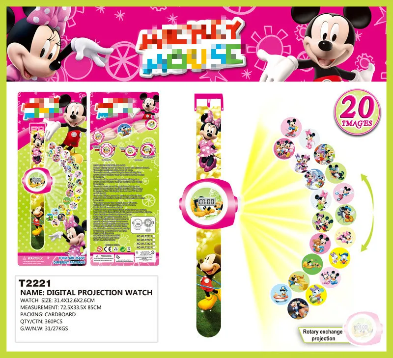 Micky 1 шт. Мультяшные цифровые часы светодиодный проектор Фигурки Мстителей Человек-паук Железный человек Бэтмен Ben10 Замороженные фигурки Детские игрушки - Цвет: Micky