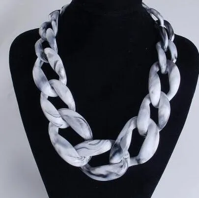 blac white as photo FishSheep, панк, акриловая массивная цепочка, колье, массивная Длинная цепочка, звено, большие подвески, ожерелья,, Модные женские ювелирные изделия - Окраска металла: blac white as photo