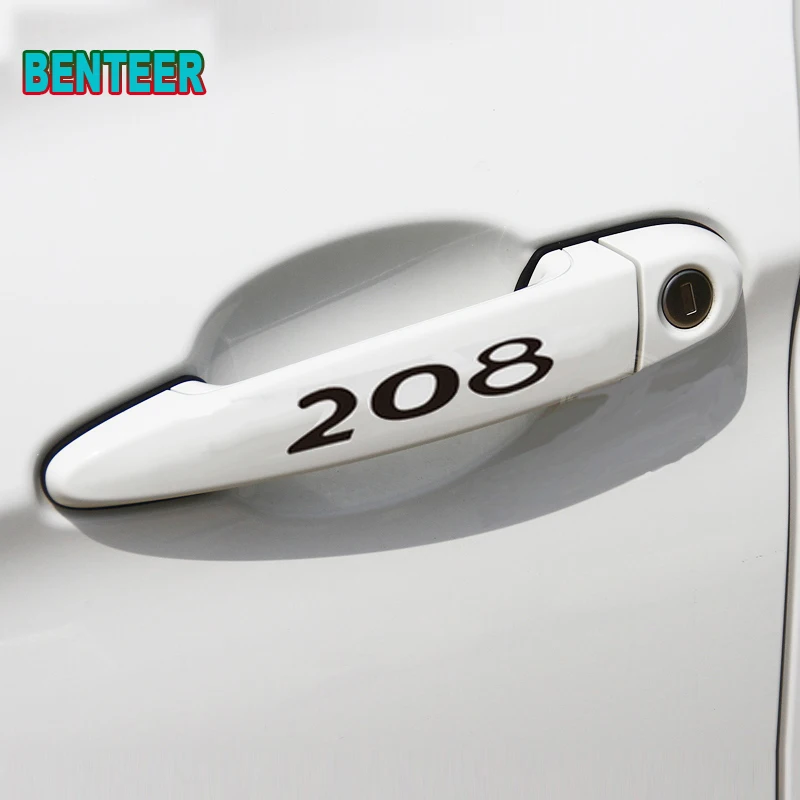 4 шт./лот автомобиля Наклейка для дверной ручки для peugeot 106 108 206 208 308 508 2008 3008 автомобильные аксессуары