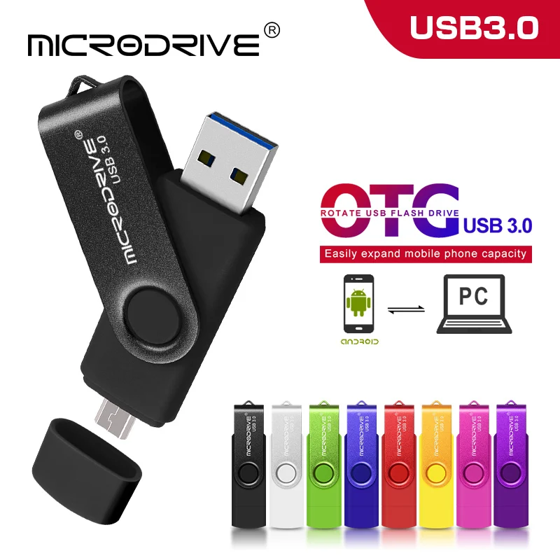Высокая скорость USB 3 0! 8 цветов 2 в 1 OTG флеш накопитель 16 ГБ 32 64 Гб 128 карта памяти